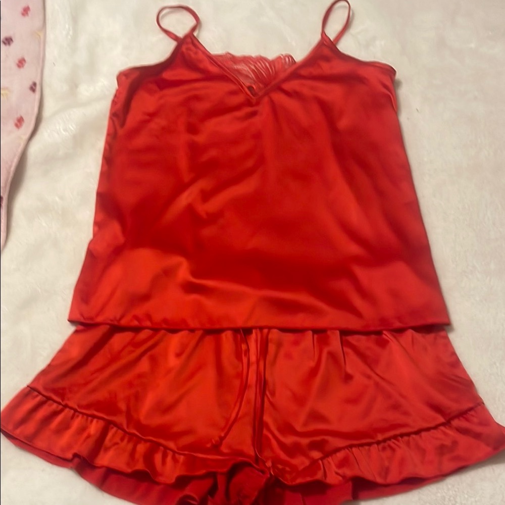 Rachel Roy Red Satin Sleepwear Set Size M
